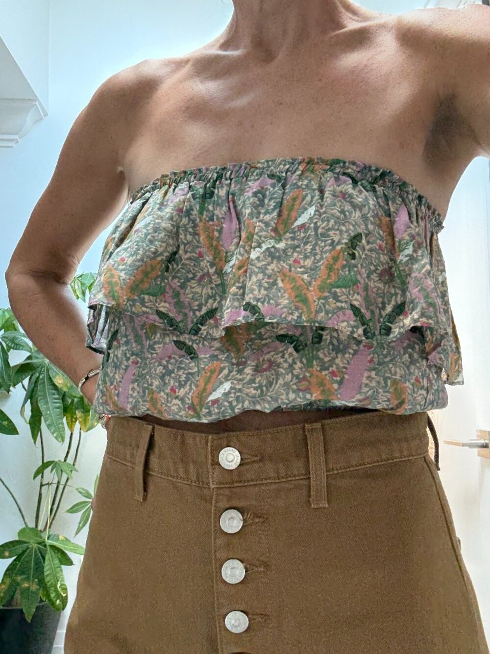 ba&sh smocked ruffle top